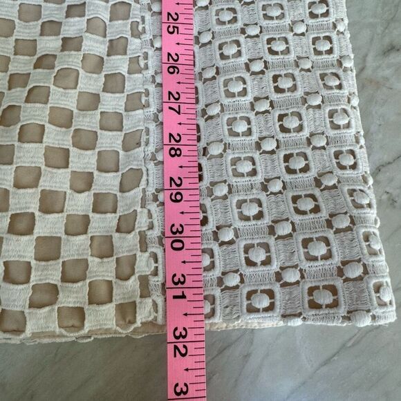 Tibi Sonoran Sleeveless Eyelet Shift Dress Size 2 Ivory Overlay Neutral Cotton - Picture 9 of 9